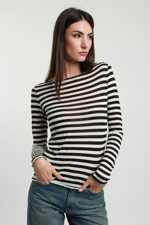 Susy Mix Maglia Righe Scollo Barchetta Fino al 60% di sconto