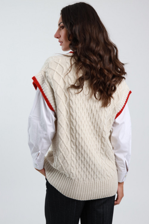 Susy Mix Gilet Trecce Scollo V Nuovo