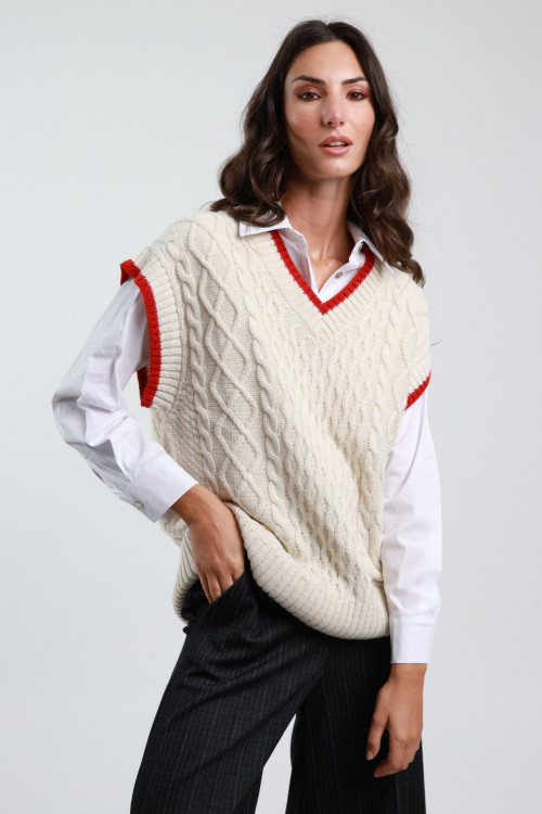Susy Mix Gilet Trecce Scollo V Nuovo