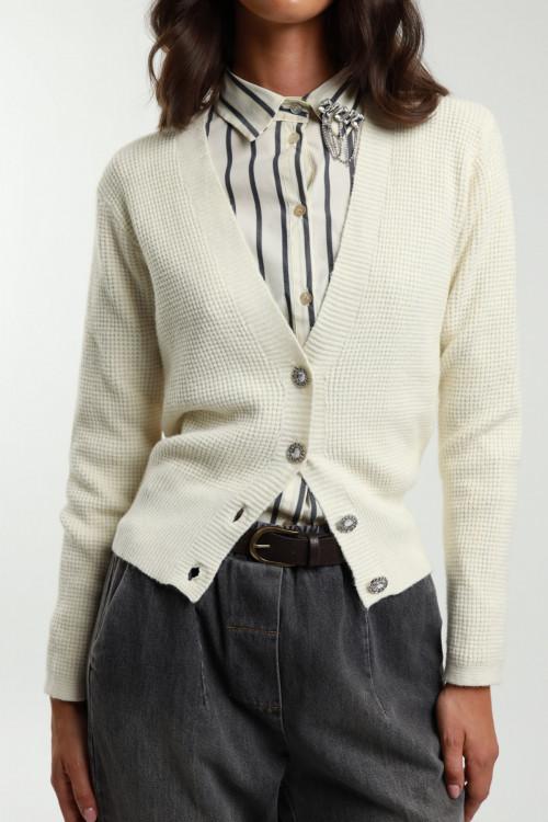 Susy Mix Cardigan Bottoni Gioiello Pezzi Unici