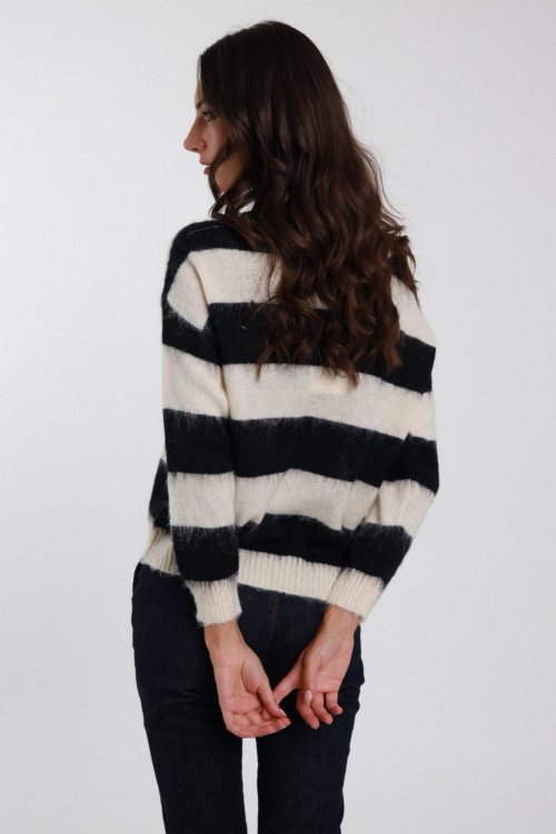 Susy Mix Maglione Rigato Scollo V