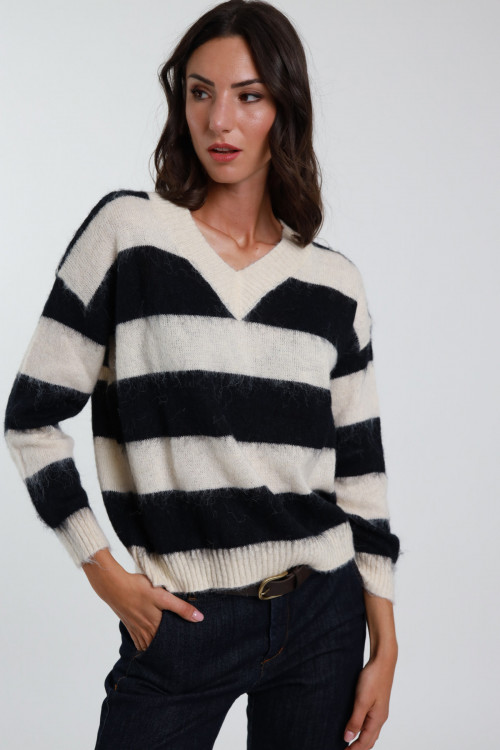 Susy Mix Maglione Rigato Scollo V Online