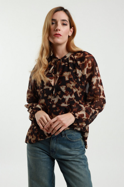 Susy Mix Blusa Girocollo Con Nastrino