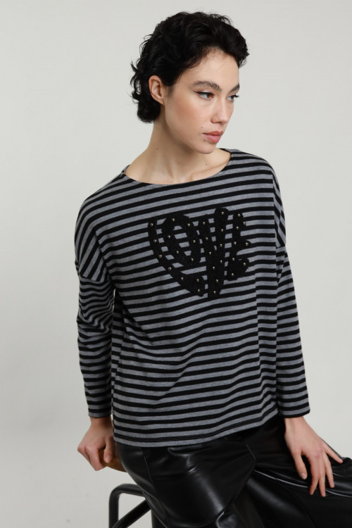 Susy Mix Maglia Righe "Love" Spedizione Gratuita