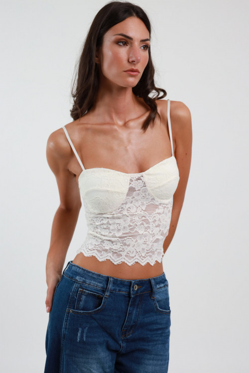 Susy Mix Crop Top in Pizzo Presa