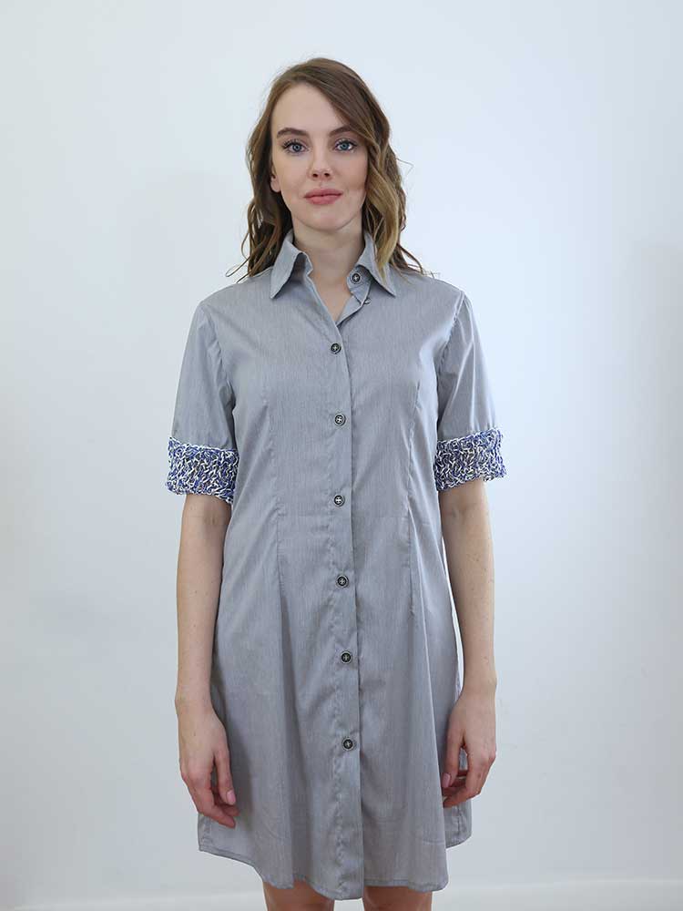 Tricot à Porter ABITO A CAMICIA MIDI BORDO MANICHE CROCHET Affare Del Giorno