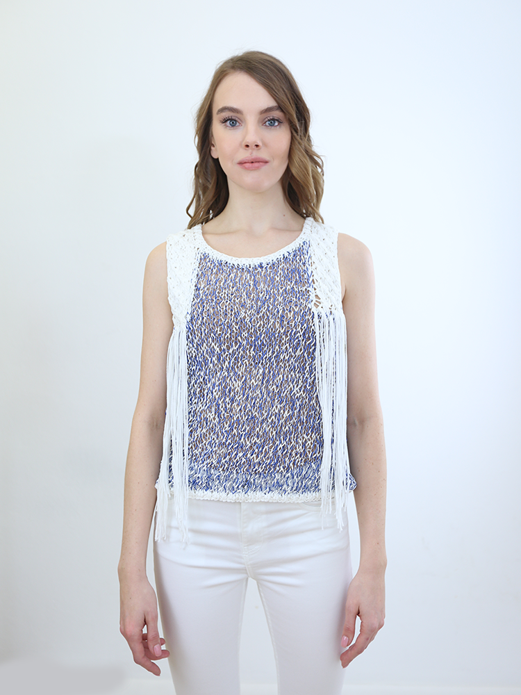 Tricot à Porter CANOTTA MOULINE CON FRANGE Fino al 55% di sconto