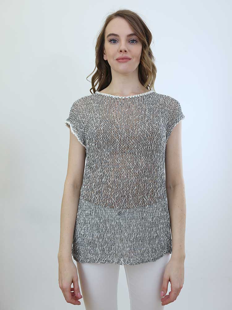 Tricot à Porter MAGLIA SENZA MANICHE PROFILI CONTRASTO Saldi Di Fabbrica
