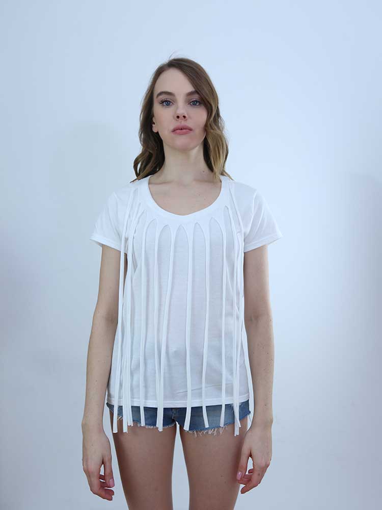 Tricot à Porter T-SHIRT CON FRANGE IN JERSEY Acquista Ora