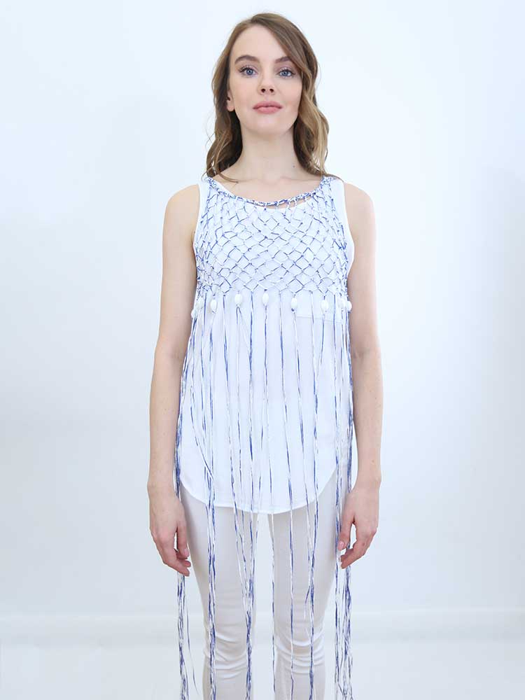 Tricot à Porter TOP RETE CON FRANGE Convenienza