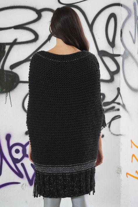 Tricot à Porter Fringe poncho Saldi Di Fabbrica