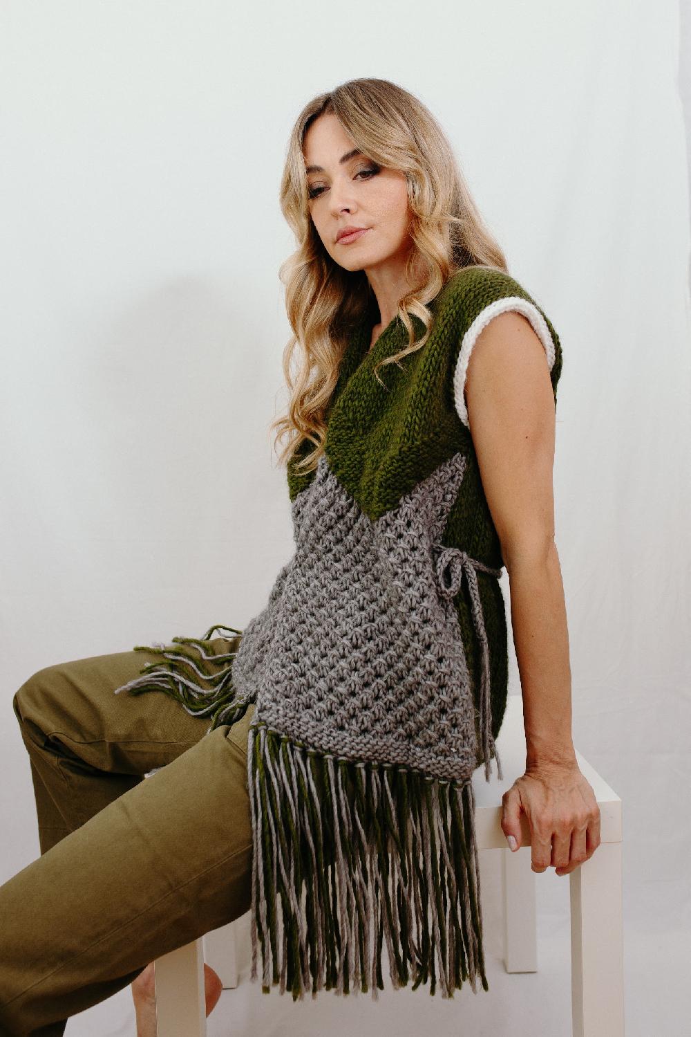 Tricot à Porter Gilet aperto con frange Outlet
