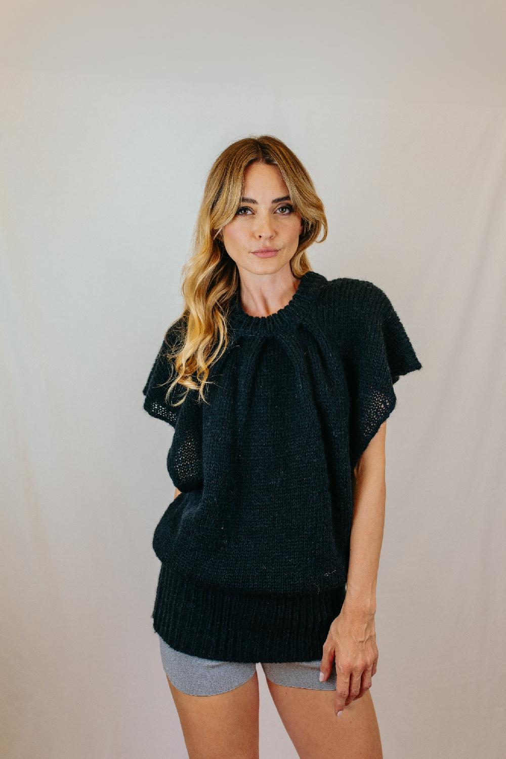 Tricot à Porter Maxi gilet taglio girocollo Saldi Di Fabbrica