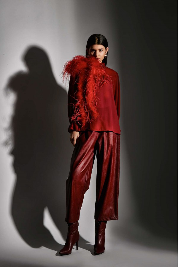 U R Ink PIERA054W1A7 PANTALONI BORDEAUX Qualità Garantita