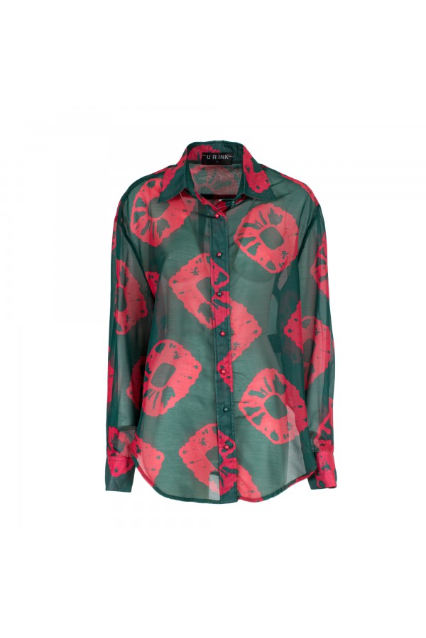 U R Ink ARANJUEZ 254S411 CAMICIE e BLUSE VERDE/MAGENTA In Saldo
