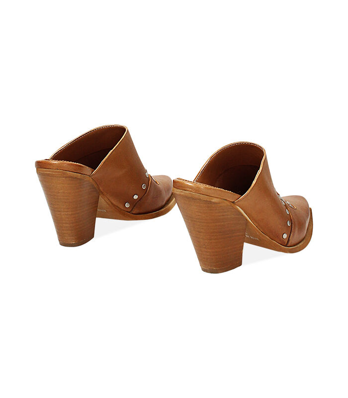 Valerio 1966 WOMEN SHOES SABOT LEATHER COGN Sottocosto