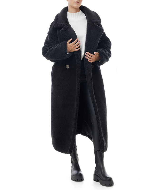 Valerio 1966 Cappotto teddy lungo nero | Valerio 1966 Spedizione Gratuita