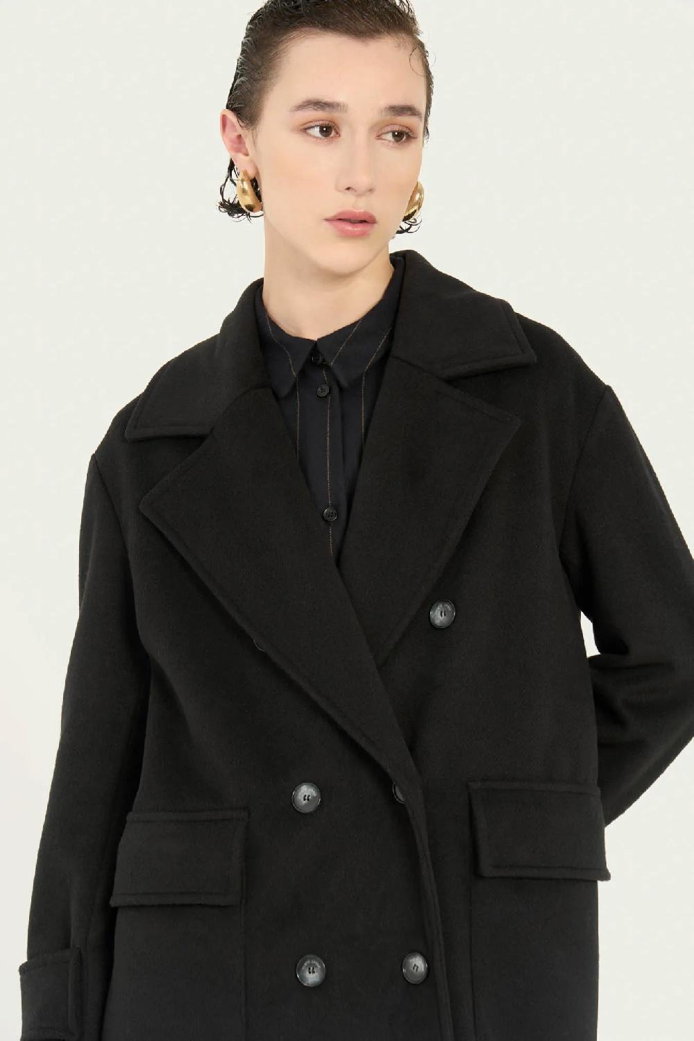 Vicario cinque Cappotto doppiopetto oversize nero Cate Outlet