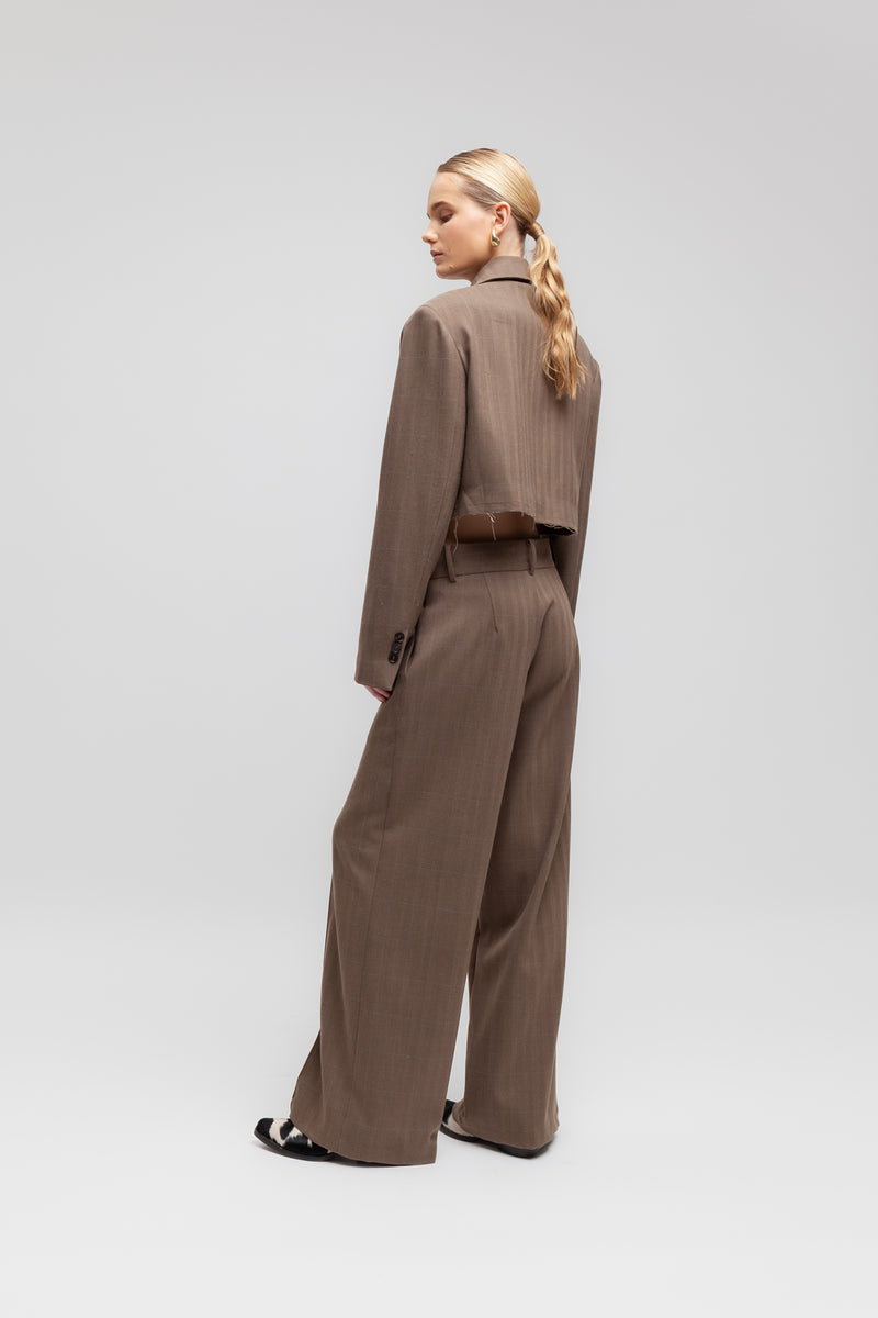 Weili zheng Pantalone wide leg in panno spigato Fino al 60% di sconto