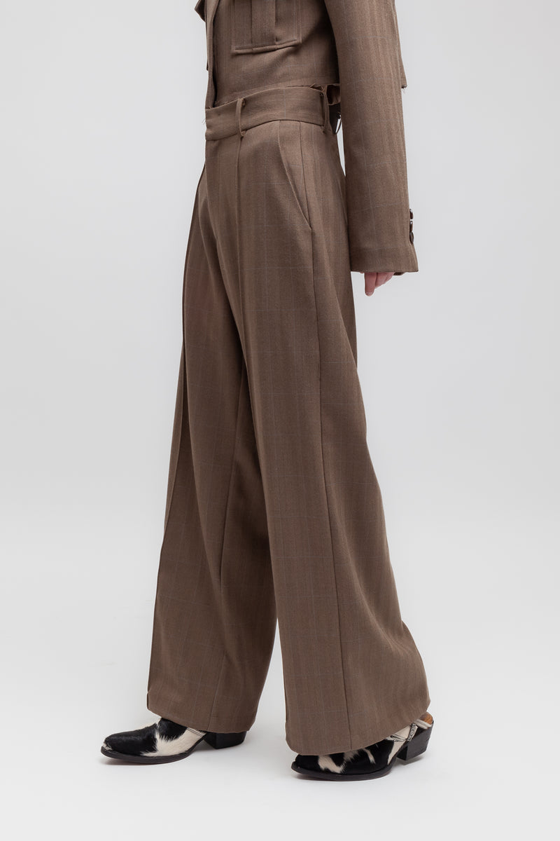 Weili zheng Pantalone wide leg in panno spigato Fino al 60% di sconto