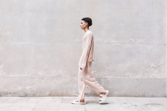 ﻿Zerobarracento Long Wide Pants 100% BEMBERG Cyclamen/Powder Pink Fino al 60% di sconto