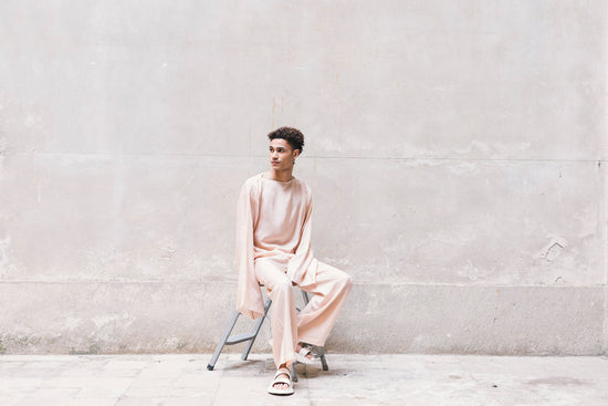 ﻿Zerobarracento Long Wide Pants 100% BEMBERG Cyclamen/Powder Pink Fino al 60% di sconto